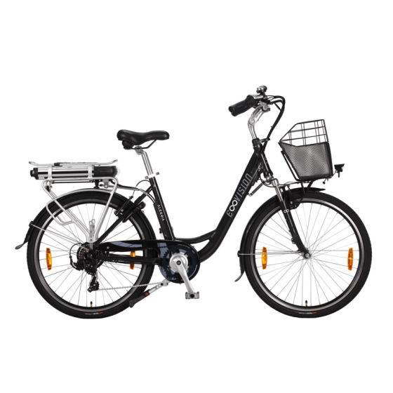 E-Vision Alegria 26 inch elektrische fiets in zwart, blauw, crème, wit of rood.