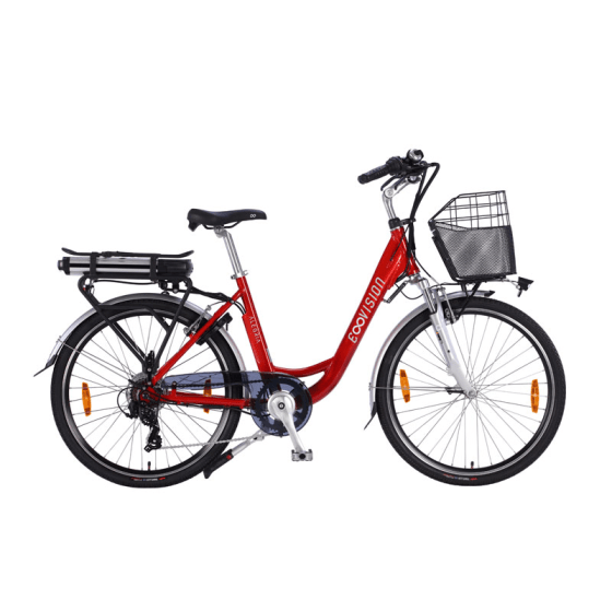 E-Vision Alegria 26 inch elektrische fiets in zwart, blauw, crème, wit of rood.