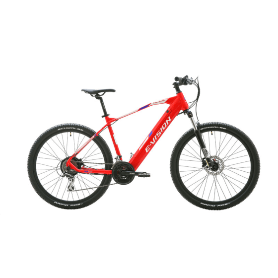 E-Vision TOURMALET 27,5 inch elektrische fiets met Bafang motor en Shimano versnellingen - Rood (beschikbaar in Framehoogtes van 40 cm, 44 cm en 48 cm)